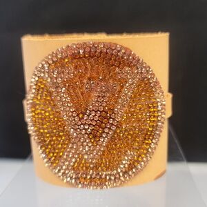 Gold and Brown Crystal Cuff Bracelet